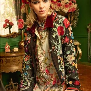 Floral Embroidered Bomber Jacket - Aratta